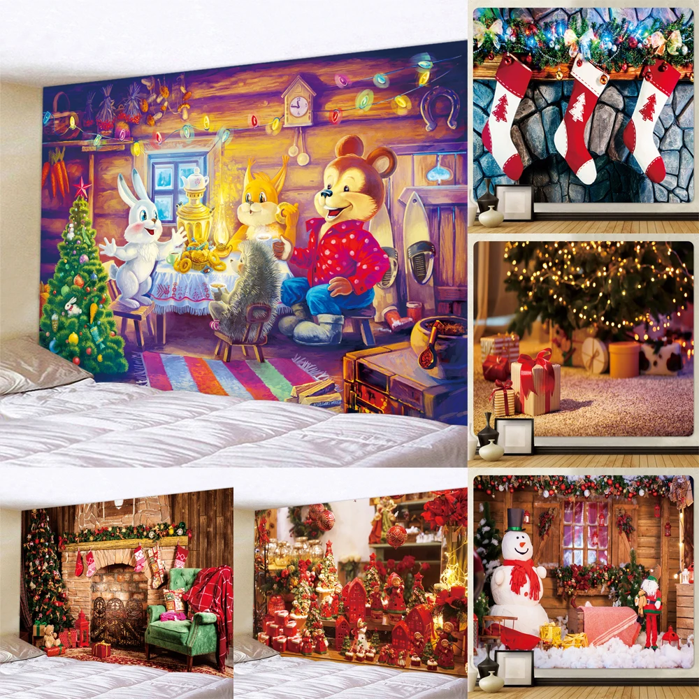 Домашний Декор Рождественская печать настенная фотография Бохо Рождественская елка камин фон ткань tapiz 
Домашний Декор Рождественская печать настенная фотография Бохо Рождественская елка камин фон ткань tapiz