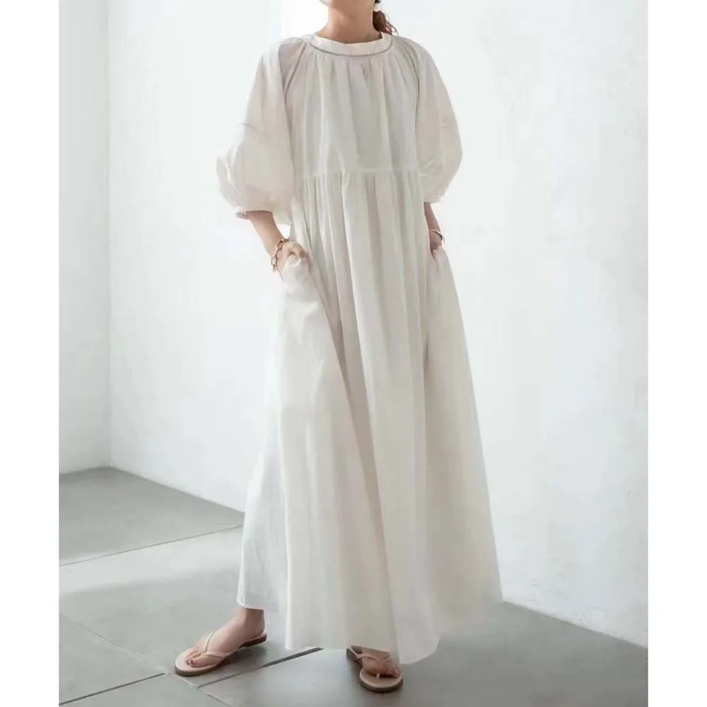 Women Dress Pullover Round Neck White Loose Balloon Sleeve Reversible Dress Elegant Chic Ladies Summer Dress 2022 Japan Korean
Women Dress Pullover Round Neck White Loose Balloon Sleeve Reversible Dress Elegant Chic Ladies Summer Dress 2022 Japan Korean