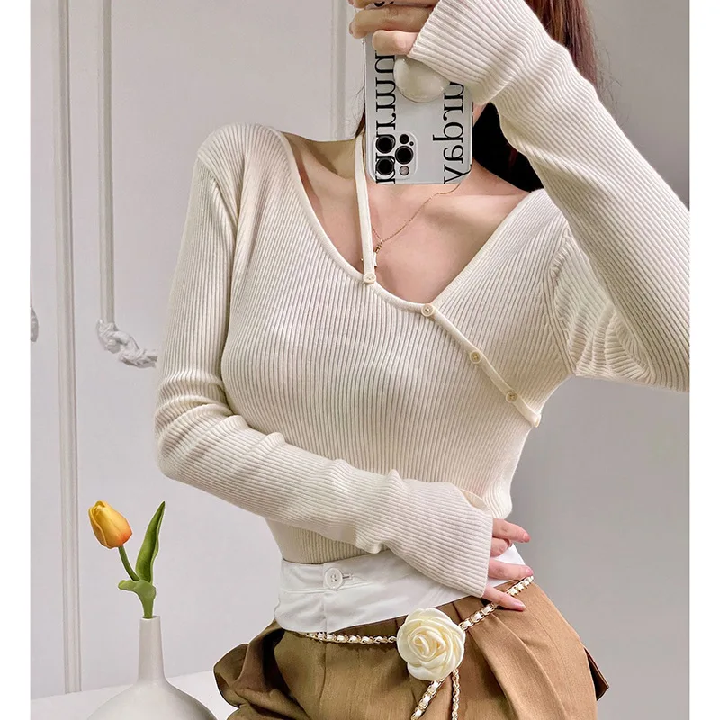 Black White Cashmere Sweater Pullovers Women Jumper Sexy Irregular Collar Knitted Tops Fashion Jumper Autumn Winter Korean Style
Black White Cashmere Sweater Pullovers Women Jumper Sexy Irregular Collar Knitted Tops Fashion Jumper Autumn Winter Korean Style