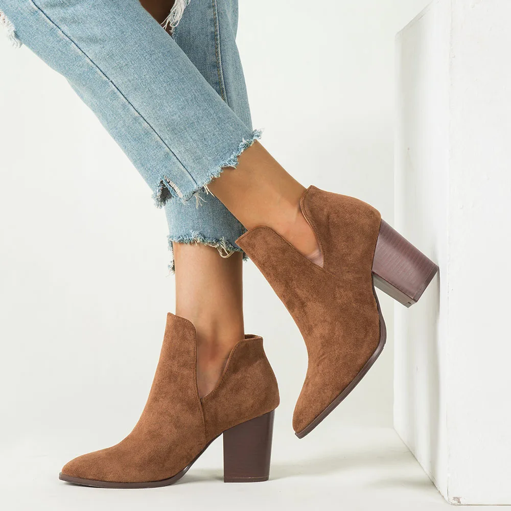 In Stock Great Quality Flock Women's Retro British Style Ankle Boots Shoes Square High Heels Boot Slip On Booties Footwear
In Stock Great Quality Flock Women's Retro British Style Ankle Boots Shoes Square High Heels Boot Slip On Booties Footwear