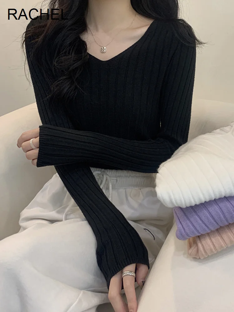 Рубашка с V-образным вырезом Женская одежда на весну осень и зиму черный свитер 2021 облегающий свитер с длинным рукавом Верхняя одежда
Рубашка с V-образным вырезом Женская одежда на весну осень и зиму черный свитер 2021 облегающий свитер с длинным рукавом Верхняя одежда