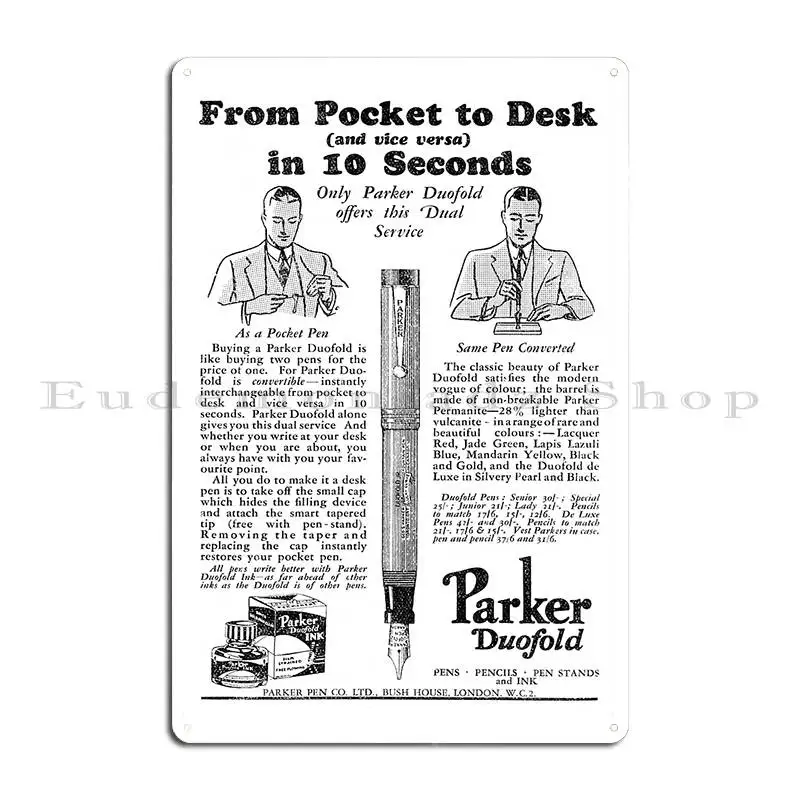 Винтажный металлический знак Parker Pen Co 1931
Винтажный металлический знак Parker Pen Co 1931