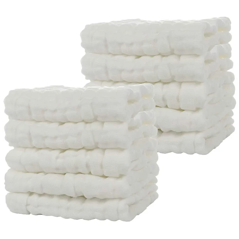 Baby Muslin Bath Towels, 10 Pack Of Reusable Soft Absorbent Cotton Baby Face Towel, For Baby's Delicate Skin White
Baby Muslin Bath Towels, 10 Pack Of Reusable Soft Absorbent Cotton Baby Face Towel, For Baby's Delicate Skin White