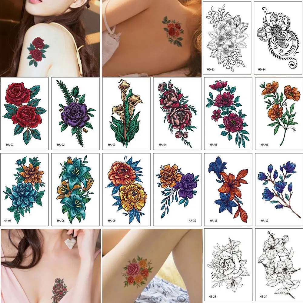 12pcs/bag Sexy Temporary Tattoo Stickers Colorful Flower Body Art Waterproof Fake Tattoos for Men and Women
12pcs/bag Sexy Temporary Tattoo Stickers Colorful Flower Body Art Waterproof Fake Tattoos for Men and Women