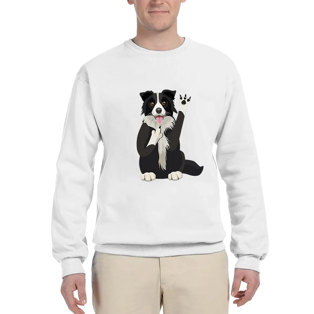 

CLOOCL Border Collie Sweatshirt Funny Animal Dog Middle Finger Printed Pullovers Tops Streetwear Men Women Casual Shirts S-7XL