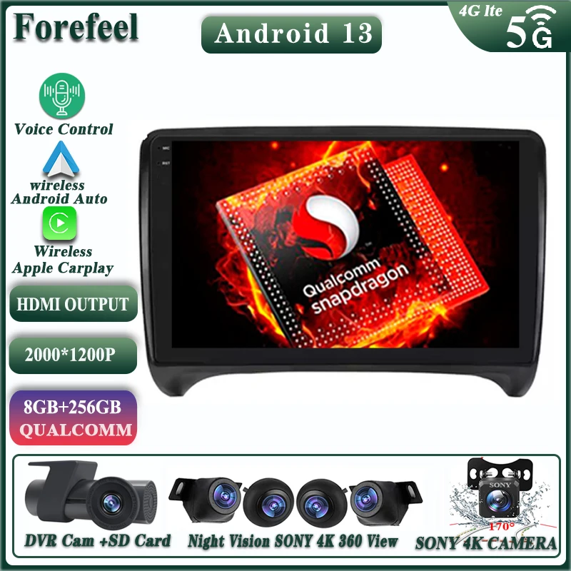 Android 13 Qualcomm Snapdragon NO 2DIN For Audi TT 2 8J 2006-2014 Multimedia Car Screen Player Navigation GPS Stereo Radio Wifi
Android 13 Qualcomm Snapdragon NO 2DIN For Audi TT 2 8J 2006-2014 Multimedia Car Screen Player Navigation GPS Stereo Radio Wifi