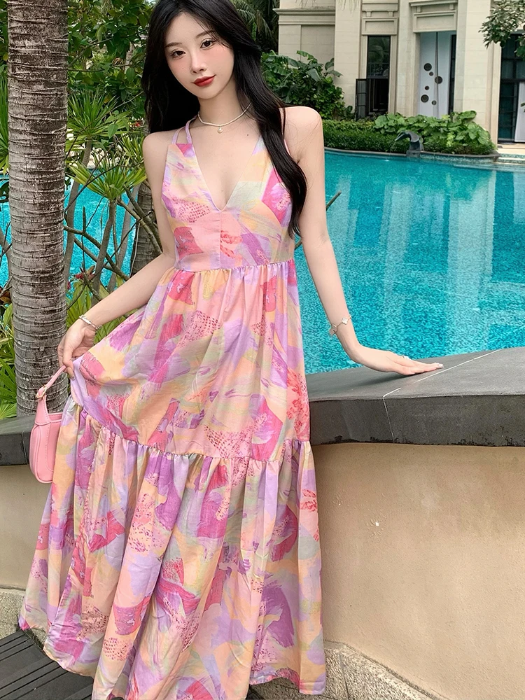 TIGENA Women Summer Dress 2022 New Aesthetic Bohemian Sleeveless Backless V-neck Long Maxi Beach Dress Female Summer Sundress
TIGENA Women Summer Dress 2022 New Aesthetic Bohemian Sleeveless Backless V-neck Long Maxi Beach Dress Female Summer Sundress