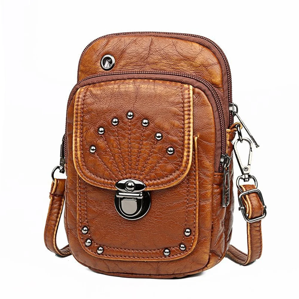 Washed Leather Mobile Phone Bags With Rivet Insert Lock Diagonal Cross Bag Women's Single Shoulder Crossbody Small Square Bags
Washed Leather Mobile Phone Bags With Rivet Insert Lock Diagonal Cross Bag Women's Single Shoulder Crossbody Small Square Bags