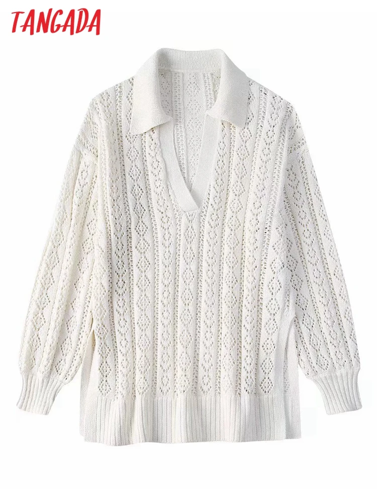 Tangada Women White Twist Hollow Oversized Knitted Sweater Jumper Long Sleeve Female Pullovers BE410
Tangada Women White Twist Hollow Oversized Knitted Sweater Jumper Long Sleeve Female Pullovers BE410
