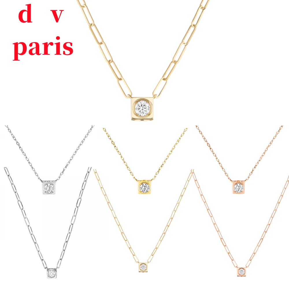 

Diamond Cube Necklace 925 Silver 18K Gold LOGO Dinh Van Collier Famous Brand Designer Jewelry Ladies Party Gift Wholesale
