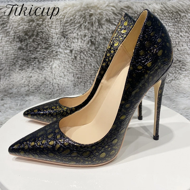 Tikicup Bronze Black Crocodile Effect Women Sexy 8cm 10cm 12cm High Heel Shoes Pointy Toe Party Stiletto Pumps Customizable
Tikicup Bronze Black Crocodile Effect Women Sexy 8cm 10cm 12cm High Heel Shoes Pointy Toe Party Stiletto Pumps Customizable