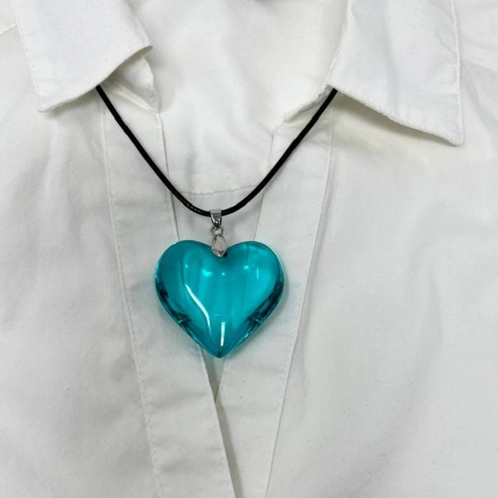 Blue Heart Necklace For Men and Women, Big Glass Heart Pendant, Puff Charm Necklace, Black Leather Cord, Choker, Jewelry Gift
Blue Heart Necklace For Men and Women, Big Glass Heart Pendant, Puff Charm Necklace, Black Leather Cord, Choker, Jewelry Gift