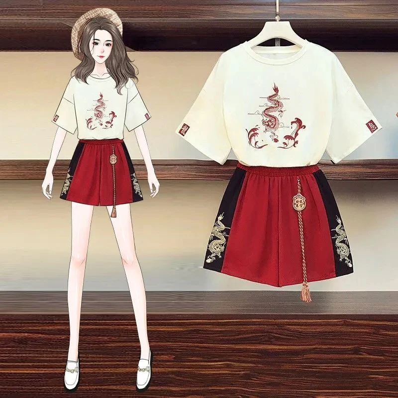 2022 Summer Anime Women's Clothing Chinese Dragon Girl Lolita T-shirt Pants Trousers Fringed Vend Set Adult Hanfu Dress Costume
2022 Summer Anime Women's Clothing Chinese Dragon Girl Lolita T-shirt Pants Trousers Fringed Vend Set Adult Hanfu Dress Costume