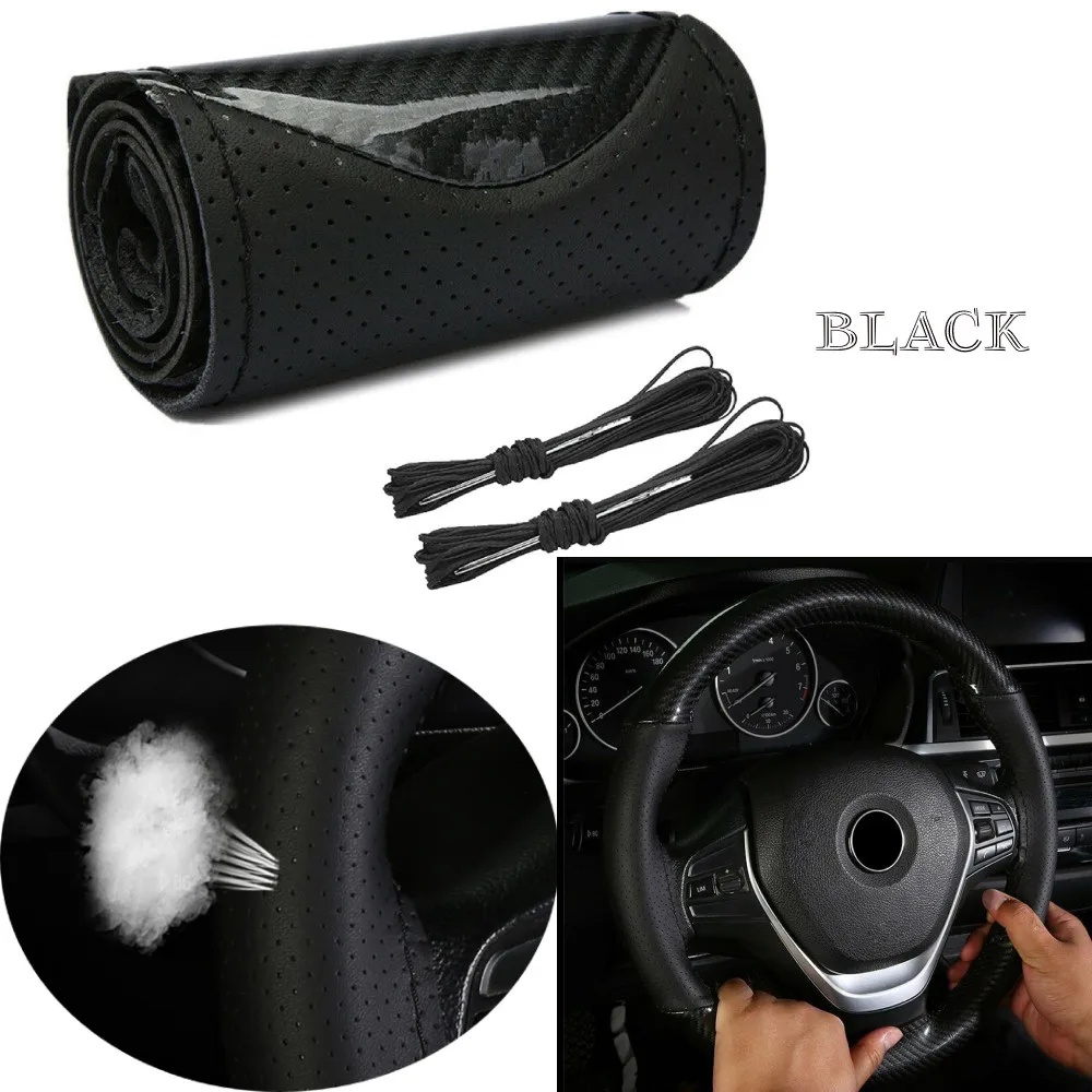100% Brand New And High Quality Black 15"/38cm DIY Carbon Leather Car Steering Wheel Cover With Needles&Thread
100% Brand New And High Quality Black 15"/38cm DIY Carbon Leather Car Steering Wheel Cover With Needles&Thread