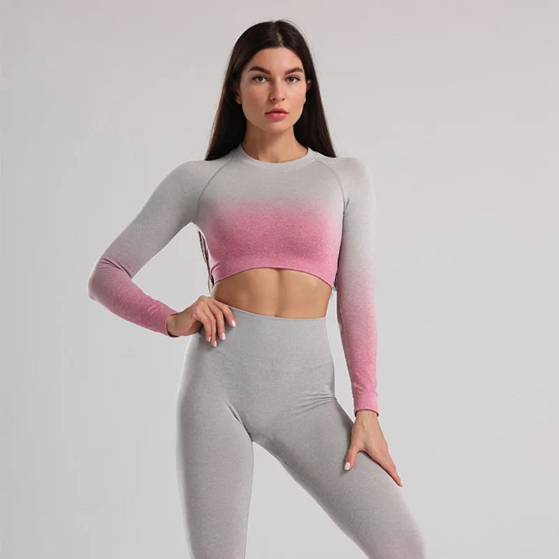Yoga Summer Women's Two Piece Gradient High Waist Tight Leggings Push Up Fitness Tops Skinny Sports T Shirts Free Shipping
Yoga Summer Women's Two Piece Gradient High Waist Tight Leggings Push Up Fitness Tops Skinny Sports T Shirts Free Shipping
