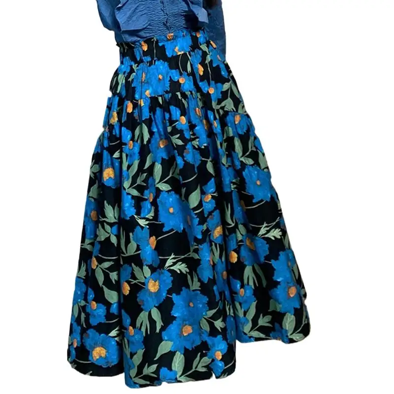 Summer New Women's Maxi Dress Cotton Ruffles Blue Printed Elastic Waist Vintage Comfortable Mid-Calf Trendy A-Line Vestidos
Summer New Women's Maxi Dress Cotton Ruffles Blue Printed Elastic Waist Vintage Comfortable Mid-Calf Trendy A-Line Vestidos