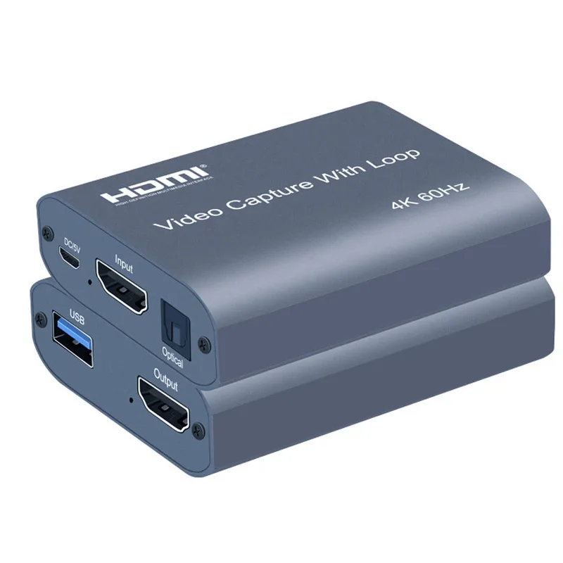 4K 60HZ USB 3.0 Loop Out Audio Video Capture Card 1080P 60fps HDMI Video Grabber Box for PS4 Game Camera Record Live Streaming
4K 60HZ USB 3.0 Loop Out Audio Video Capture Card 1080P 60fps HDMI Video Grabber Box for PS4 Game Camera Record Live Streaming