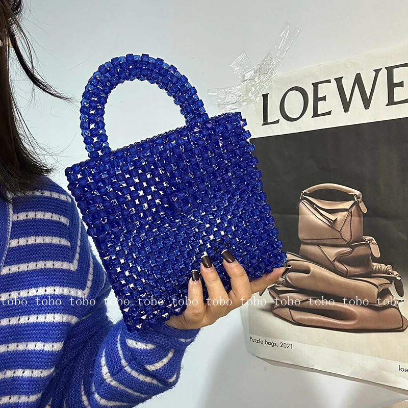 Special Customized Blue Square Beads Handle Bag Small Box Beaded Summer Beach Top-handle Bags Party Pearl Purses
Special Customized Blue Square Beads Handle Bag Small Box Beaded Summer Beach Top-handle Bags Party Pearl Purses