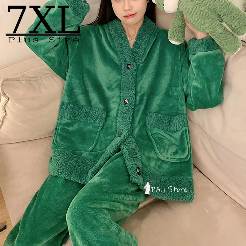 Women's Pajamas Set Winter Warm Sleepwear Nightwear Flannel Pajama Thick Night Wear Long Sleeve Plus Size M-7XL Pijama Sets
Women's Pajamas Set Winter Warm Sleepwear Nightwear Flannel Pajama Thick Night Wear Long Sleeve Plus Size M-7XL Pijama Sets