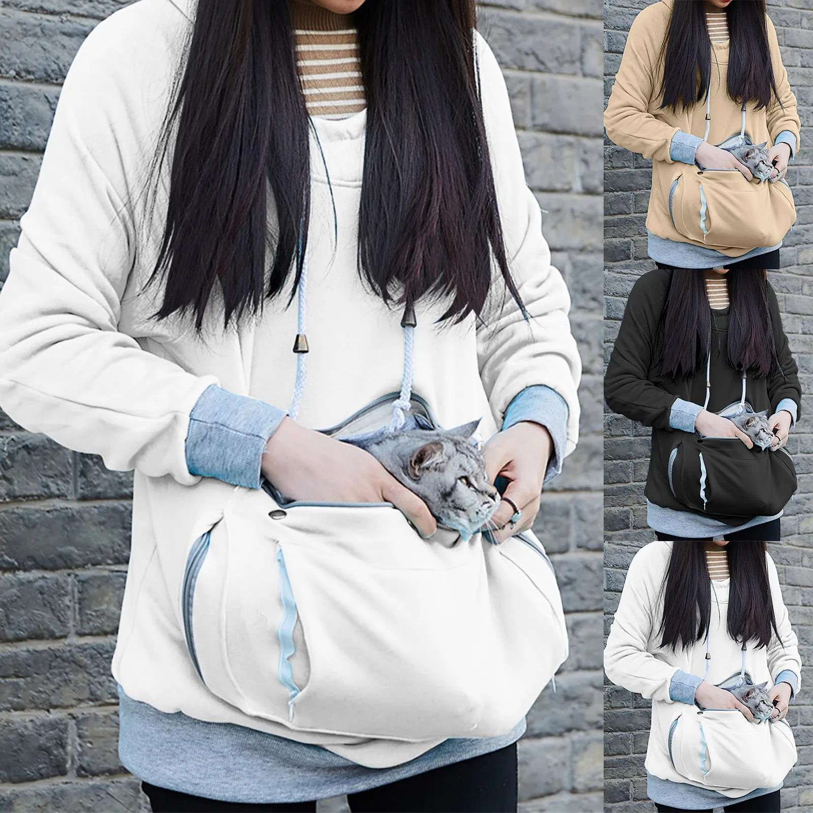 Loose Big Pocket Hooded Sweater Casual Pullover Sweater Ladies Thin Zip up Womens Hoodies
Loose Big Pocket Hooded Sweater Casual Pullover Sweater Ladies Thin Zip up Womens Hoodies