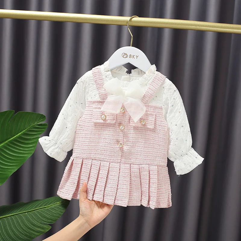 2023 Autumn Baby Clothing 1-6Years Kid's New Bow Sequined Pleated Fake Two-Piece Sweet Long Sleeve Princess Dress For Baby Girl
2023 Autumn Baby Clothing 1-6Years Kid's New Bow Sequined Pleated Fake Two-Piece Sweet Long Sleeve Princess Dress For Baby Girl