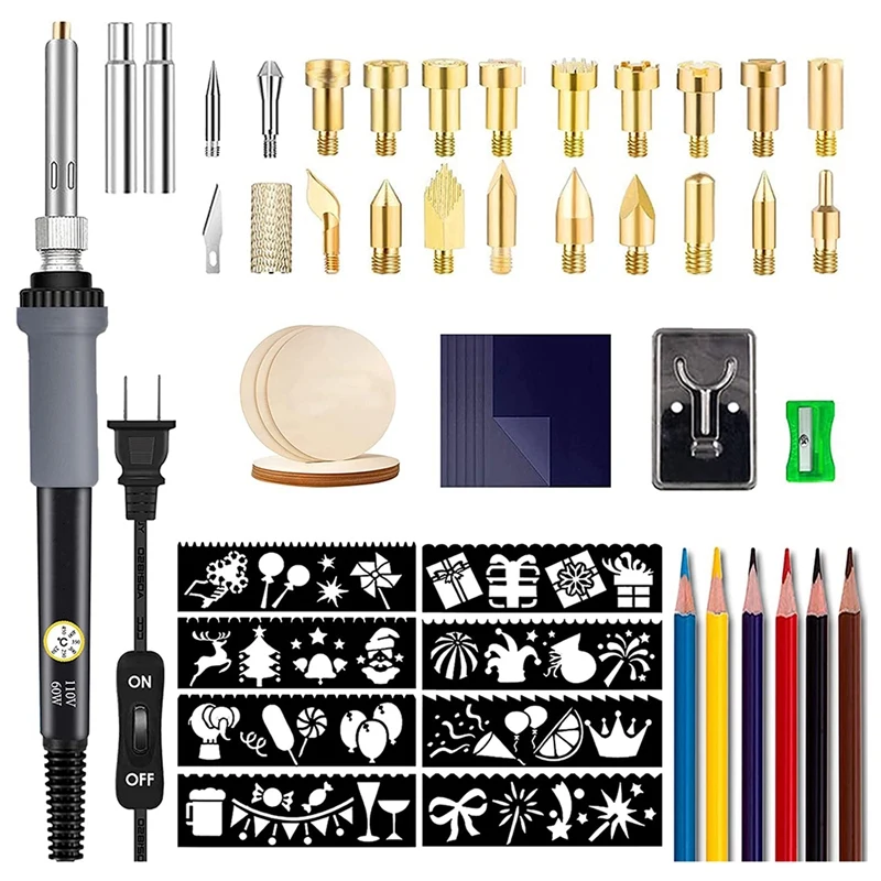 Wood Burning Kit, Wood Burner Pen Tool,Creative Tool Set Adjustable Temperature for Embossing/Carving US Plug
Wood Burning Kit, Wood Burner Pen Tool,Creative Tool Set Adjustable Temperature for Embossing/Carving US Plug