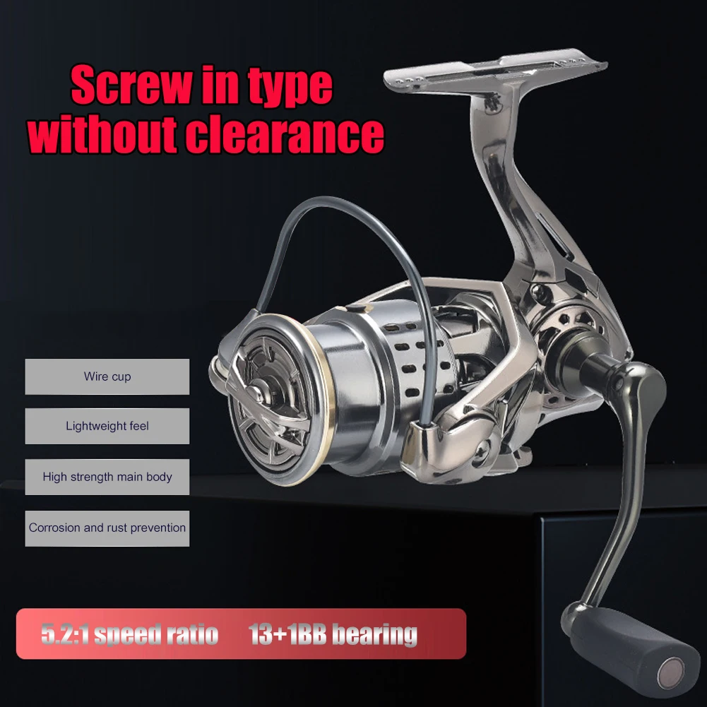 Screw-in Lure Spinning Fishing Reel Metal Line Cup Spool 13+1 Bearings Wheel Long Shot Fishing Tackle
Screw-in Lure Spinning Fishing Reel Metal Line Cup Spool 13+1 Bearings Wheel Long Shot Fishing Tackle