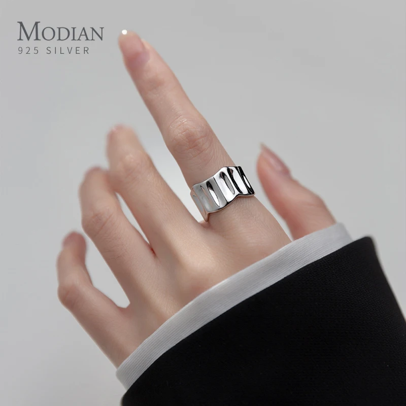 Modian Solid 925 Sterling Silver Wave Geometric Adjustable Simple Finger Rings For Women Party Anti-allergic Jewelry Anillo
Modian Solid 925 Sterling Silver Wave Geometric Adjustable Simple Finger Rings For Women Party Anti-allergic Jewelry Anillo