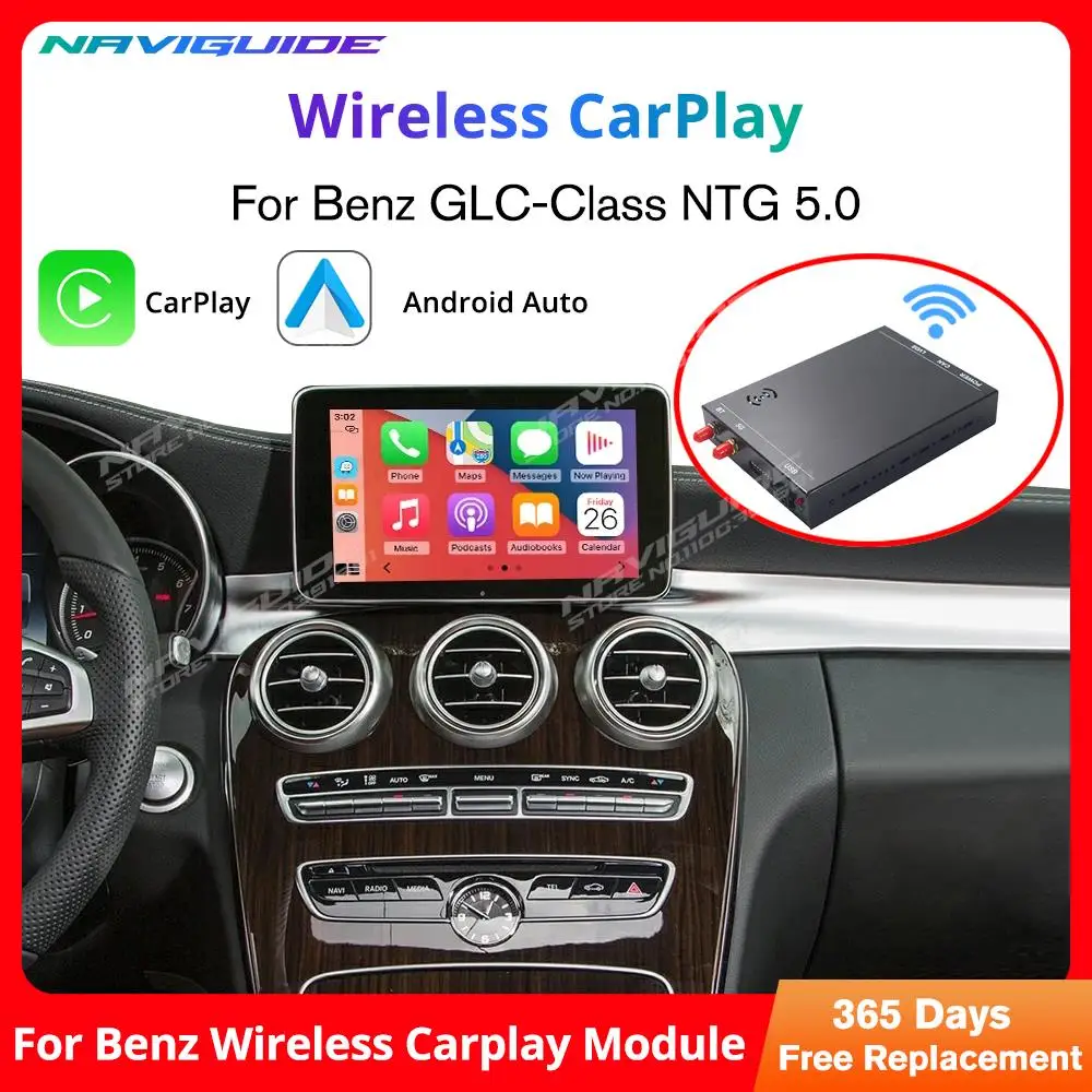 

Wireless Apple CarPlay Android Auto Interface for Mercedes Benz C-Class W205 GLC 2015-2018, with Mirror Link AirPlay Car Play
