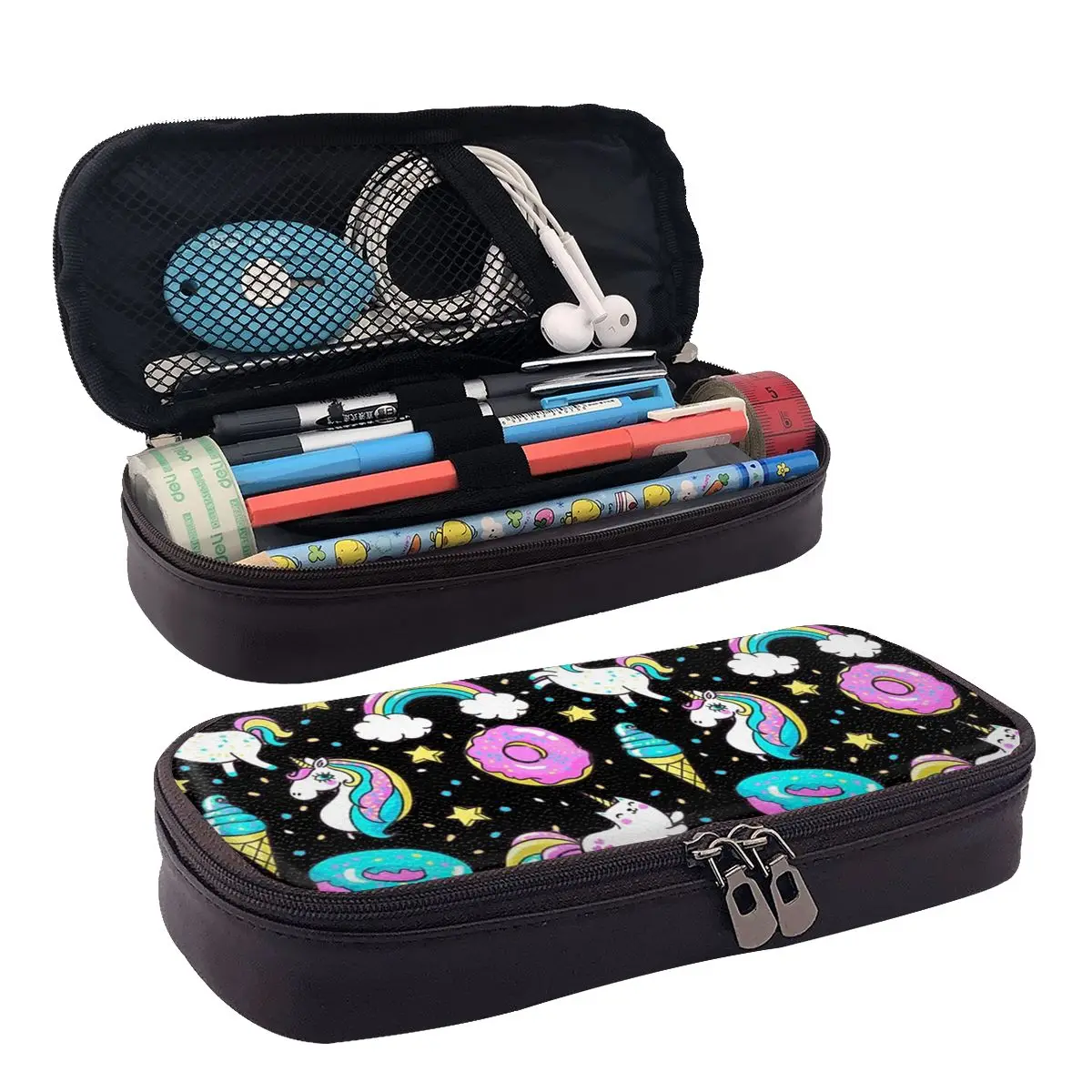 Rainbow Unicorn Ice Cream Leather Pencil Case Zipper Pencil Box Stationery Pen Pouch for Boys Girls School Students Work Office
Rainbow Unicorn Ice Cream Leather Pencil Case Zipper Pencil Box Stationery Pen Pouch for Boys Girls School Students Work Office