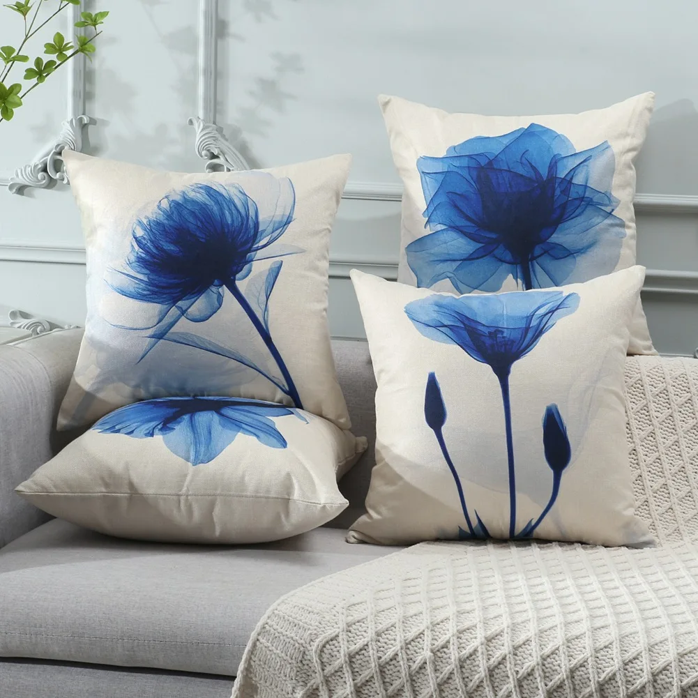 4PCS Spring Country Linen Pillowcase Blue Ink Painting Floral Print Cushion Cover 45*45cm Short Plush Pillow Covers Decorative
4PCS Spring Country Linen Pillowcase Blue Ink Painting Floral Print Cushion Cover 45*45cm Short Plush Pillow Covers Decorative