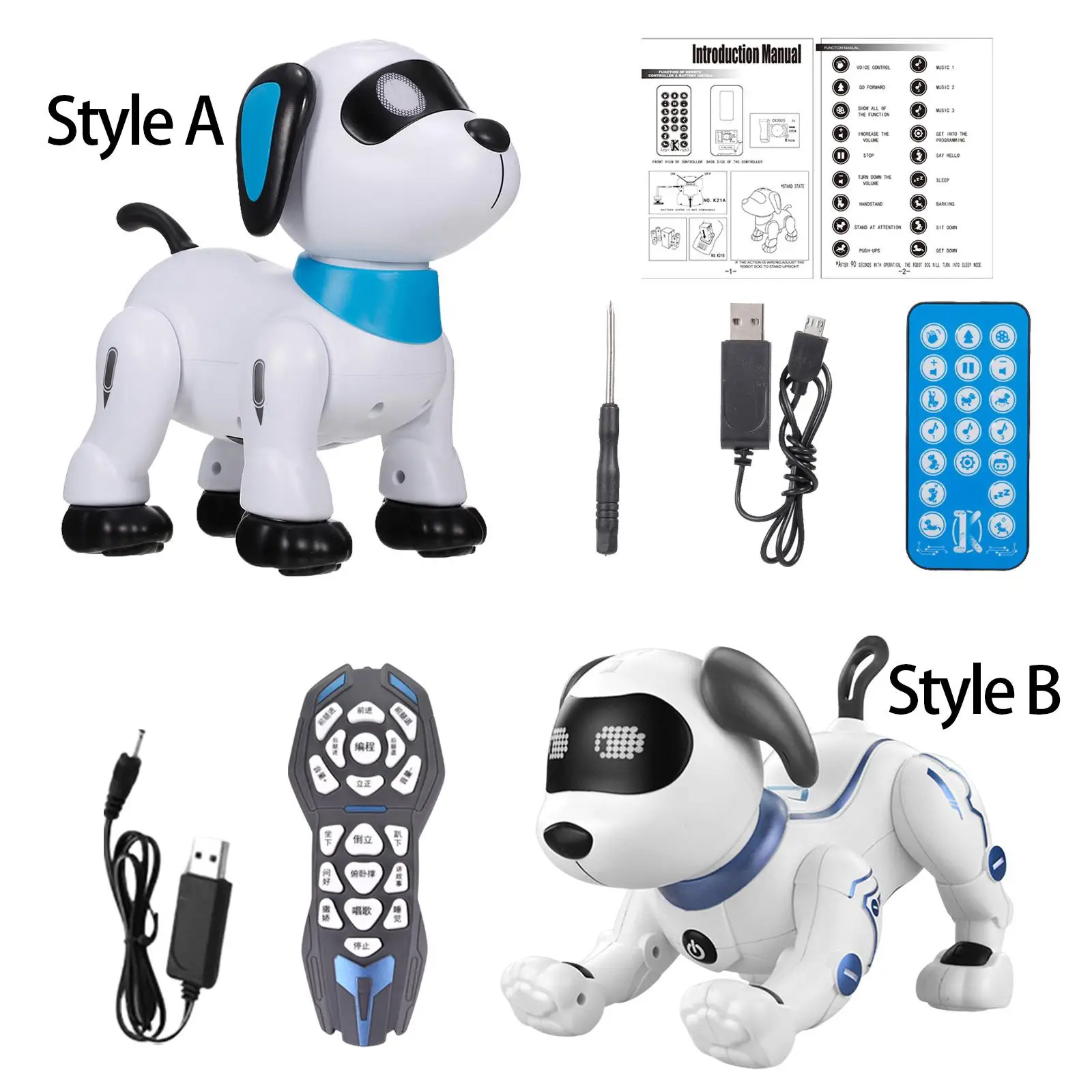 Robot Puppy Smart Follows Voice Commands with Light and Sound Robotic Pets Electronic Pets for Girls 3~8 Boys Kids Holiday Gifts
Robot Puppy Smart Follows Voice Commands with Light and Sound Robotic Pets Electronic Pets for Girls 3~8 Boys Kids Holiday Gifts