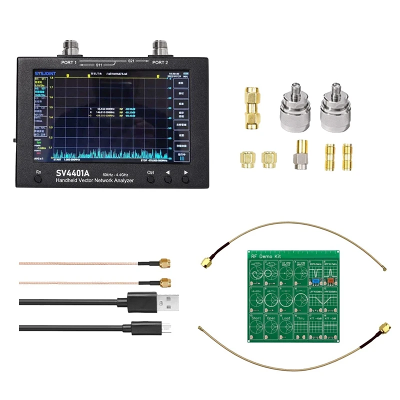 Векторный анализатор сети SV4401A + демонстрационный комплект RF, 7-дюймовый сенсорный ЖК-дисплей, 50 кГц-4,4 ГГц, анализатор HF, VHF, UHF, антенны для Nanovna Vna
Векторный анализатор сети SV4401A + демонстрационный комплект RF, 7-дюймовый сенсорный ЖК-дисплей, 50 кГц-4,4 ГГц, анализатор HF, VHF, UHF, антенны для Nanovna Vna