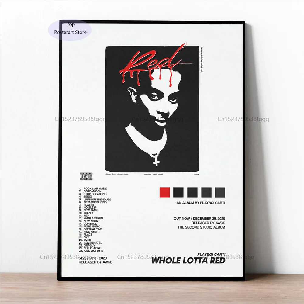 GX713 Playboi Carti Картина на холсте с изображением альбома Красного отслеживания