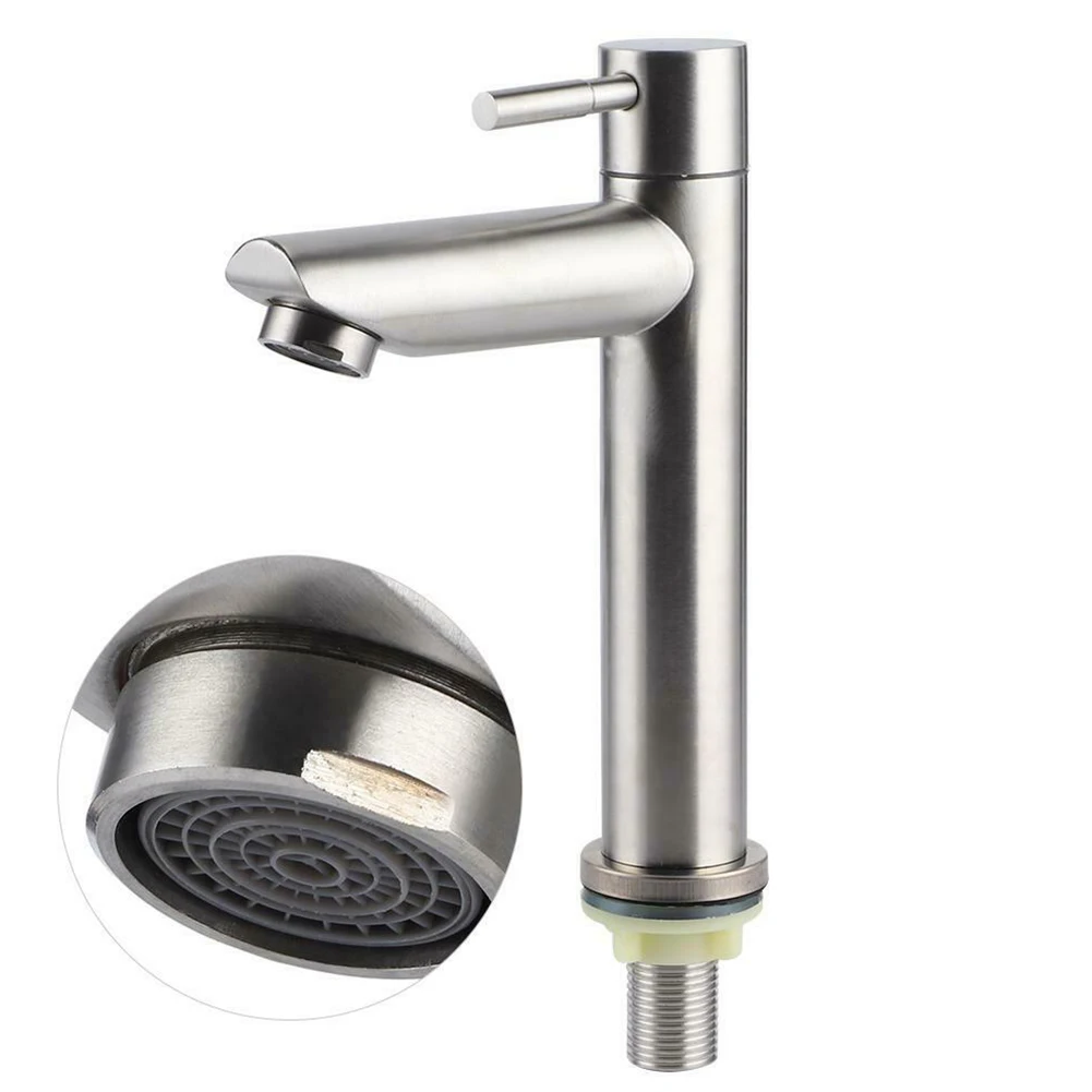 304 Stainless Steel Silver Single Cold Water Sink Faucet Bathroom Counter Basin Faucet Single Handle Washbasin Tap Hardware
304 Stainless Steel Silver Single Cold Water Sink Faucet Bathroom Counter Basin Faucet Single Handle Washbasin Tap Hardware