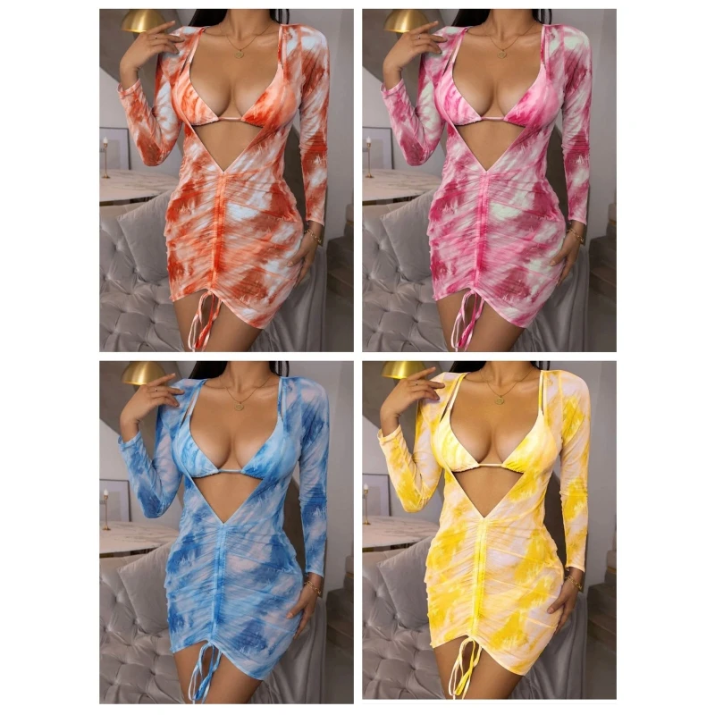 U2JB Three-pieces Female Tie Dye Soft Bag Bikini Knotted Women Sexy Bathing Suit Beachwear Fashionable Split Swimwear Set
U2JB Three-pieces Female Tie Dye Soft Bag Bikini Knotted Women Sexy Bathing Suit Beachwear Fashionable Split Swimwear Set