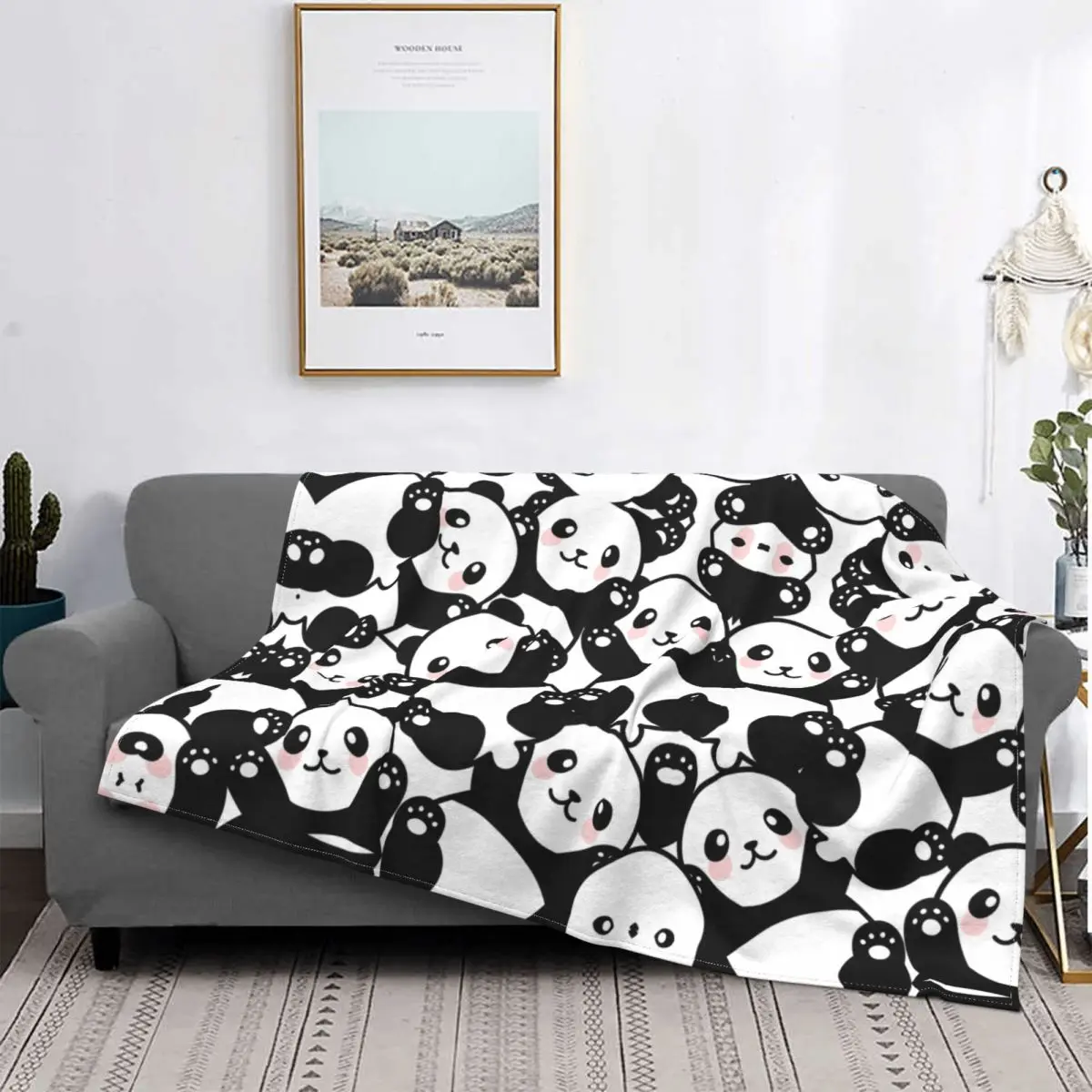 

Blanket Warm Fleece Soft Flannel Loverly Funny Throw Blankets for Bedroom Couch Office Spring Autumn Cute Sushi Panda