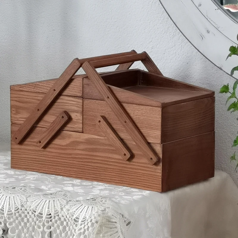 Retro Distressed Home Solid Wood Multi-Grid Storage Box Portable Wooden Storage Box Photo Props Storage Box 
Retro Distressed Home Solid Wood Multi-Grid Storage Box Portable Wooden Storage Box Photo Props Storage Box