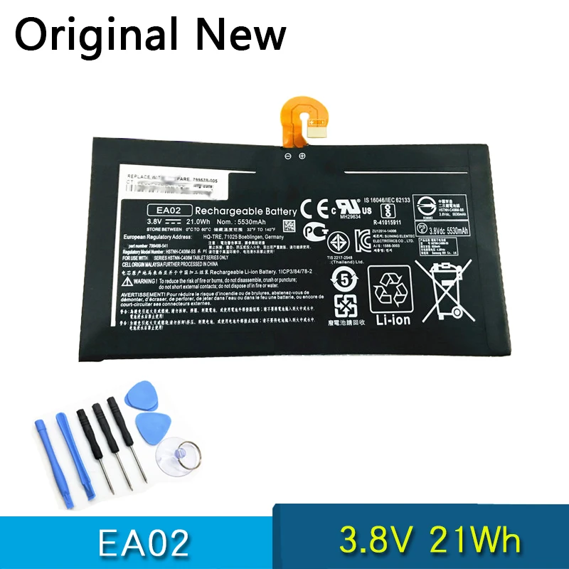 NEW Original Battery EA02 HSTNN-Q93C For HP Pro Tablet 608 G1 799499-2C1 3.8V 21Wh HSTNN-C408M-SD
NEW Original Battery EA02 HSTNN-Q93C For HP Pro Tablet 608 G1 799499-2C1 3.8V 21Wh HSTNN-C408M-SD