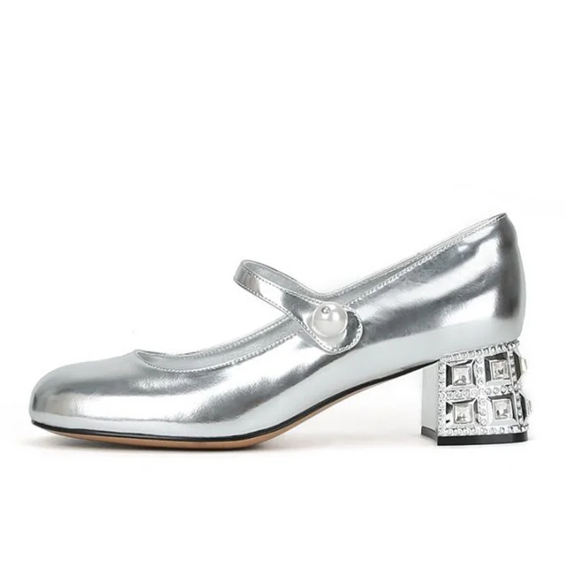 Silver Rhinestone Mary Jane Shoes Women's 2022 Spring New Round Toe Thick Heel Small Leather Shoes High Heel Shoes Women Pumps
Silver Rhinestone Mary Jane Shoes Women's 2022 Spring New Round Toe Thick Heel Small Leather Shoes High Heel Shoes Women Pumps
