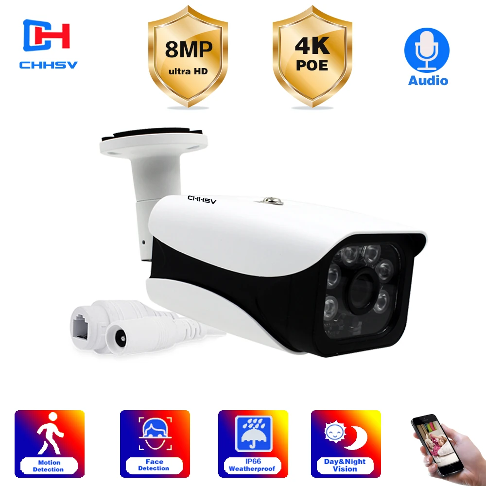 1PC Ultra HD 8MP POE Camera 4K IP67 Weatherproof Security Network Bullet Night Vision Email Alert Metal CCTV Camera
1PC Ultra HD 8MP POE Camera 4K IP67 Weatherproof Security Network Bullet Night Vision Email Alert Metal CCTV Camera