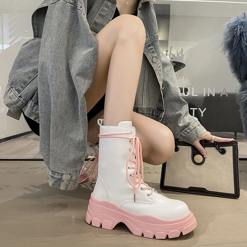 Woman White Platform Ankle Boots New Rock Shoes Punk Women's Motorcycle Boot Lace Up Zipper Chunky Heels Ladies Winter Booties
Woman White Platform Ankle Boots New Rock Shoes Punk Women's Motorcycle Boot Lace Up Zipper Chunky Heels Ladies Winter Booties