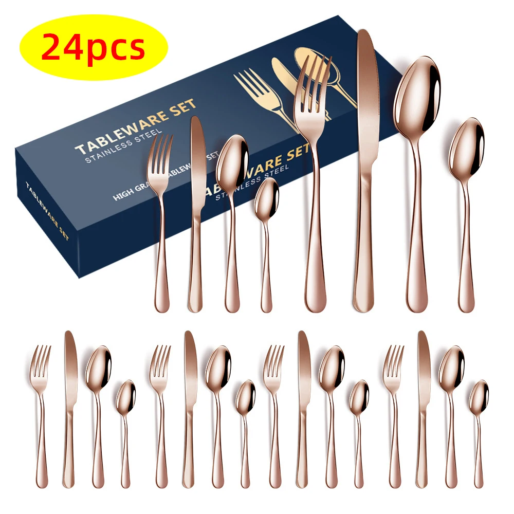 24Pcs/Set Premium Stainless Steel Dinner Solid Color Cutlery Spoon Knife Fork Set Kitchen Cutlery Set With Box Gift Package
24Pcs/Set Premium Stainless Steel Dinner Solid Color Cutlery Spoon Knife Fork Set Kitchen Cutlery Set With Box Gift Package