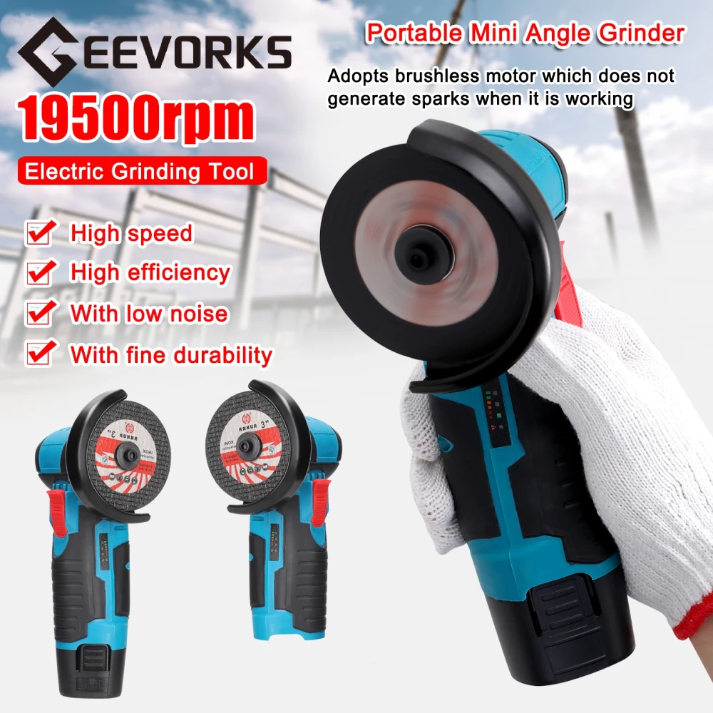 12V Brushless Angle Grinder 19500RPM Cordless Polishing Grinding Diamond Machine Electric Power Tools for Home
12V Brushless Angle Grinder 19500RPM Cordless Polishing Grinding Diamond Machine Electric Power Tools for Home