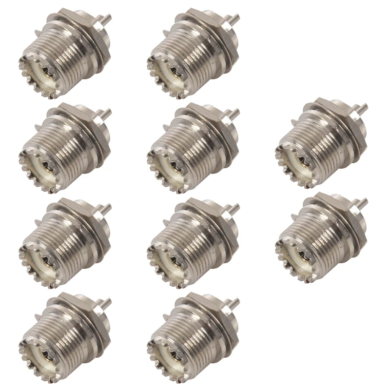 10X UHF Female SO239 Jack Bulkhead Solder Panel Mount RF Straight Connector,Silver
10X UHF Female SO239 Jack Bulkhead Solder Panel Mount RF Straight Connector,Silver