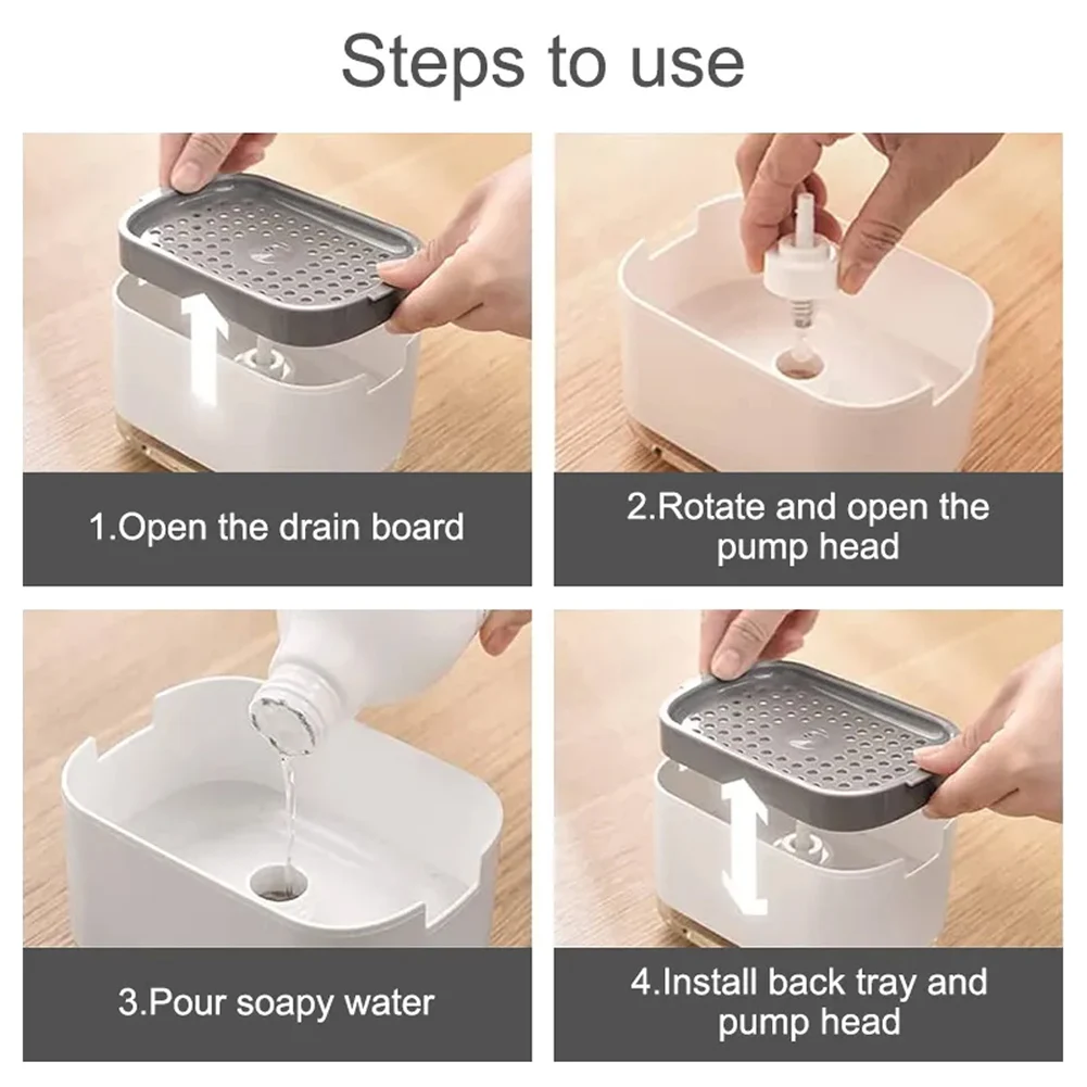 Soap Dispenser Box With Sponge Holder Hand Press Liquid Dispensing Box Liquid Soap Pump Box Kitchen Automatic Detergent Foam Box
Soap Dispenser Box With Sponge Holder Hand Press Liquid Dispensing Box Liquid Soap Pump Box Kitchen Automatic Detergent Foam Box