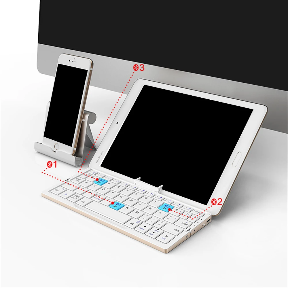 

Portable Keyboard Convenient Universal Compatibility Wireless Connections Open And Close As You Wish Portable Folding Keyboard