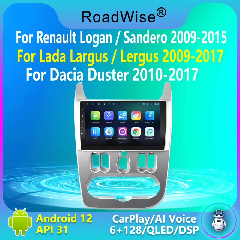 

8+256 Android Car Radio Carplay For Renault Logan 1 Sandero 2009-2015 Dacia Duster Multimedia 4G Wifi GPS DSP DVD 2Din Autoradio