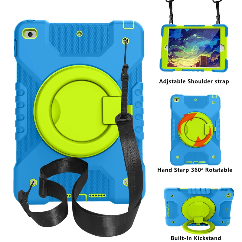 10.2/9.7 inch Rugged Case For Apple iPad 9/8/7/6th Gen Tablet Shell Shoulder Strap Full Protection Cover Built-in Stand Mini5/4
10.2/9.7 inch Rugged Case For Apple iPad 9/8/7/6th Gen Tablet Shell Shoulder Strap Full Protection Cover Built-in Stand Mini5/4
