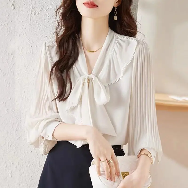 Hanchen Korean Women's Blouse Long Sleeve New Solid Color Slim Chiffon Women Blouse Autumn Sweet Ladies Elegant Blouse forWoman
Hanchen Korean Women's Blouse Long Sleeve New Solid Color Slim Chiffon Women Blouse Autumn Sweet Ladies Elegant Blouse forWoman